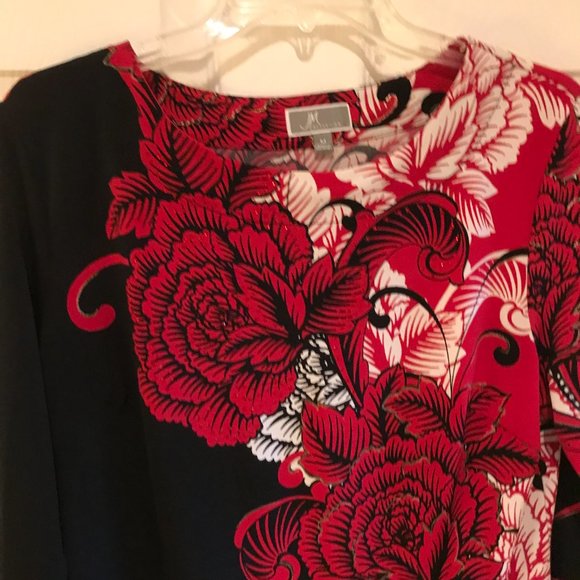 J M Collection ladies top size medium red and black - Picture 4 of 7